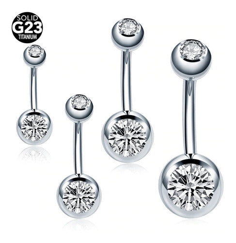 Piercing De Umbigo Com 2 Pedras Titânio Pequeno