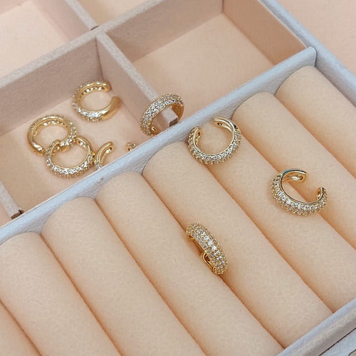 Piercing De Argola Falso Fake Dourado Pedra Zirconia F. Ouro