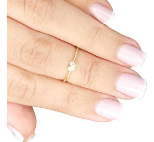 Anel Falange Pedra Zirconia Festa Dourado Coração Delicado