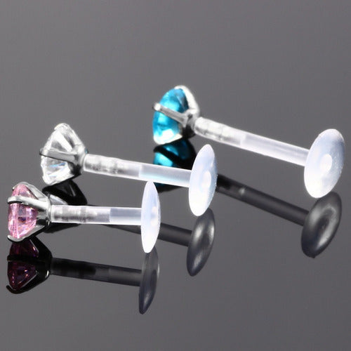 Piercing Tragus Labret Pt De Luz Aço Bioplast Zirconia 3 Mm