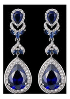 Brinco Noiva Pedra Zirconia Prata Azul Festa Luxo Debutante