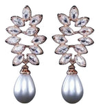 Brinco Pérola E Zirconia Noiva Dourado Gota Pendurado Luxo