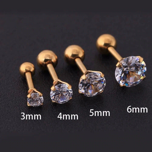 Piercing Tragus Cartilagem Ponto De Luz Dourado 2 3 4 5 Mm
