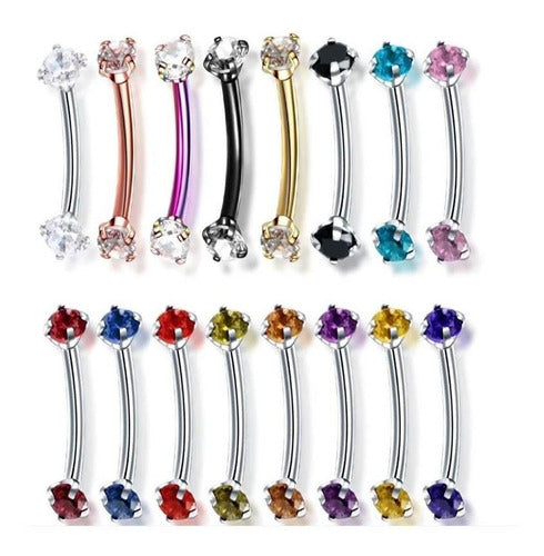 Piercing Sombracelha Banana Aço Cirúrgic Pedra Zircônia 3 Mm