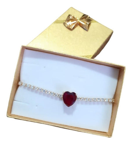 Colar Chocker Zirconia Coração Vermelho Preto Branco Riviera