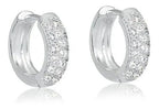 Brinco Argola Pedra Zirconia Prata Rodio Pequeno 6 Mm Largo