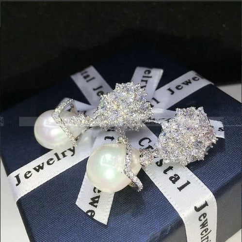 Brinco Pérola E Zirconia Noiva Pequeno Delicado Prata Gota