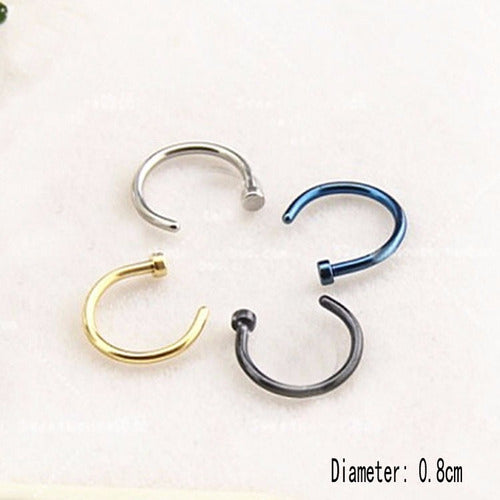 Piercing Nariz Argola Falso Fake Dourado Prata Preto Rosa