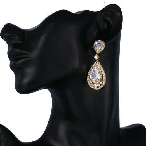 Brinco Noiva Pedra Zirconia Prata Gota Debutante Grande