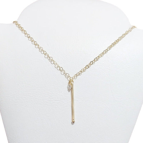 Colar Gravatinha Palito Folheado A Ouro 18k Dourado Semijoia
