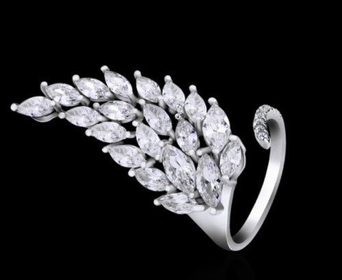 Anel Prata Com Pedra Zircônia Noiva Festa Debutante