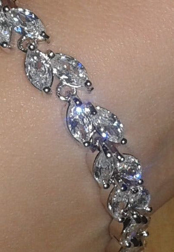 Pulseira Bracelete Prata Com Zircônia Noiva Debutante