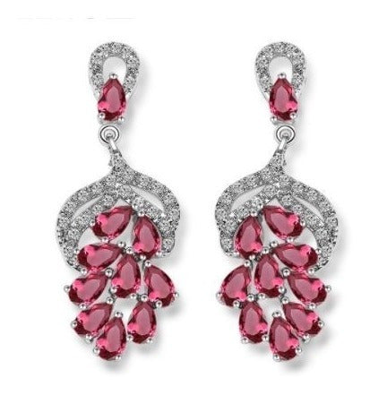 Brinco Noiva Zirconia Rosado Prata Festa Madrinha Formatura