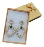 Brinco Dourado Zirconia Noiva Madrinha Festa Formatura Verde