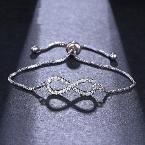 Pulseira Prata Ou Dourada Zircônia Noiva Debutante Infinito