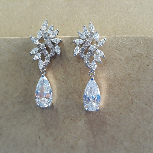 Brinco Noiva Pedra Zirconia Prata Gota Debutante 15 Anos