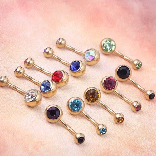 Kit 10 Piercing De Umbigo Dourado Banhado A Ouro 18k