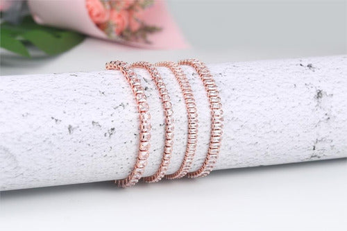 Pulseira Bracelete Dourada Rosê Com Zircônia Noiva Debutante