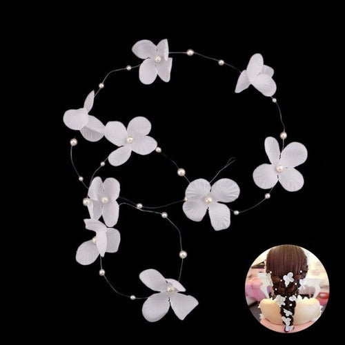 Enfeite Arranjo Tiara Cabelo Noiva Perola Flor Casamento