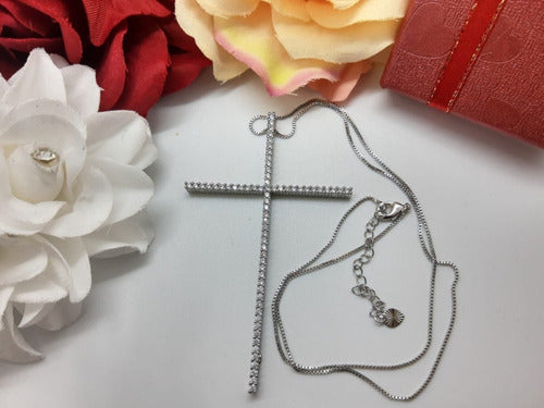 Colar Cruz Crucifixo Grande Pedra Zirconia Dourado Ou Prata