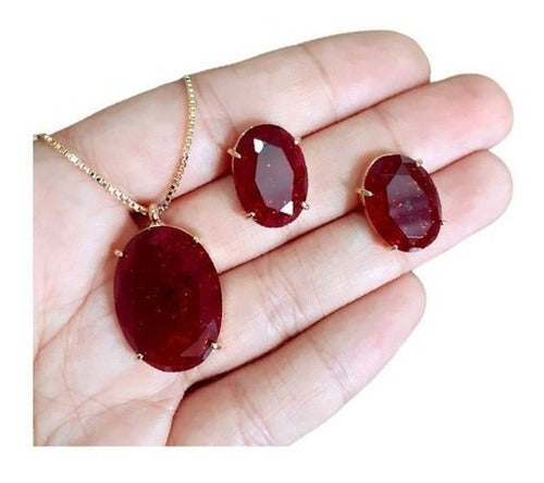 Conjunto Colar E Brinco Zirconia Fusion Tifann Oval Grande