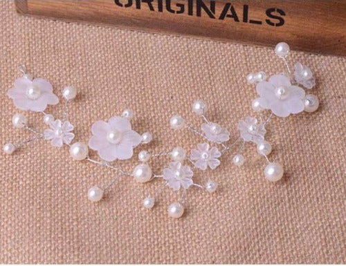 Arranjo Cabelo Flexível Dama Daminha Flores Pérola Noiva