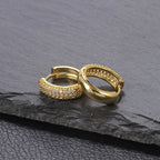 Brinco Argola Pedra Zirconia Dourado F. Ouro 18k  12 Mm