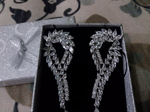 Brinco Zirconia Prata Noiva Festa Pendurado Debutante Grande