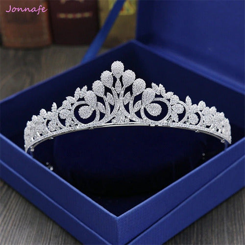 Coroa Tiara Cabelo Noiva Prata Zirconia Princesa Luxo Linda
