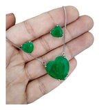 Conjunto Colar E Brinco Coração Pedra Zirconia Fusion Verde