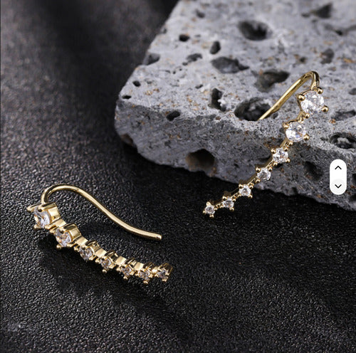 Brinco Ear Cuff Noiva Pedra Zirconia Dourado Debutante Festa