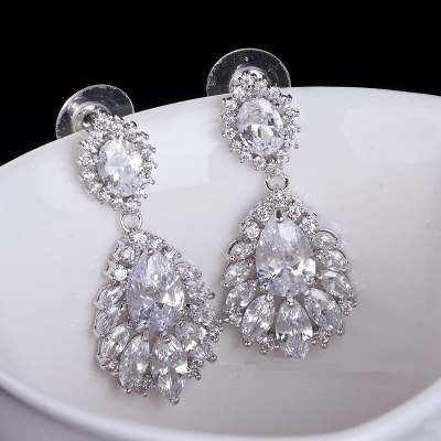 Brinco Noiva Dourado Pedra Zirconia Festa Luxo Folheado Ouro