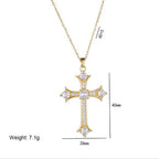 Corrente Colar Feminina Aço Inox Pingete Cruz Prata Dourado