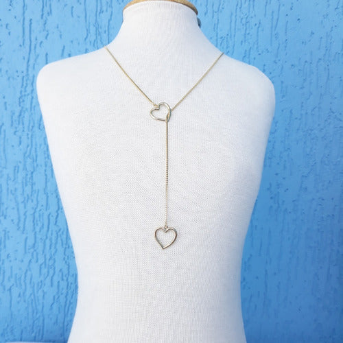 Colar Gravatinha Coração F. Ouro 18k Dourado Semi Joia