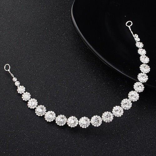 Tiara Enfeite Testeira Cabelo Noiva Dama Prata Strass Barato