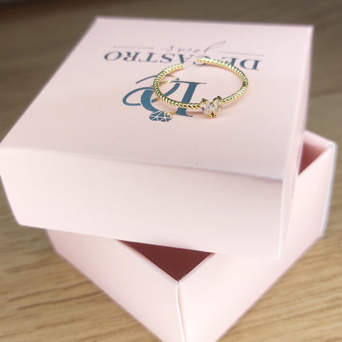 Anel Falange Pedra Zirconia Festa Dourado Coração Delicado