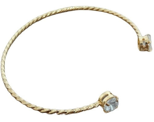 Pulseira Bracelete Dourada F. Ouro 18k Pedra Zirconia