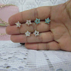 Brinco Flor Zirconia Pequeno Dourado Prata Rosa Verde F Ouro