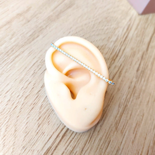 Piercing Fake Transversal Micro Zircônia Folheado Ouro 18k