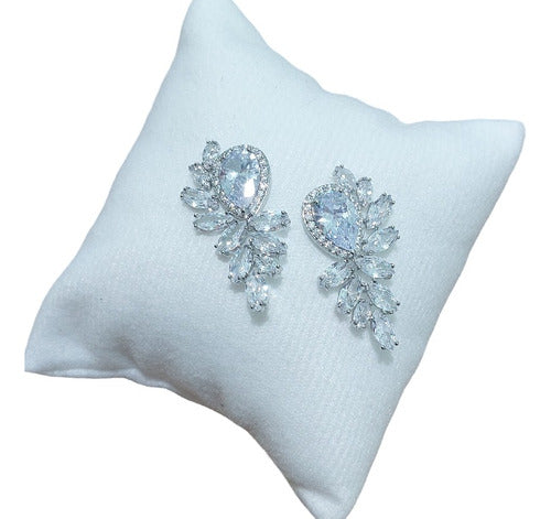 Brinco De Zirconia Noiva Festa Casamento Madrinha Prata Fixo