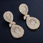 Brinco Noiva Zirconia Dourado Pendurado Festa Debutante Gota