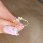 Anel Falange Pedra Zirconia Festa Dourado Coração Delicado