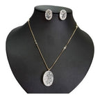 Conjunto Colar E Brinco Zirconia Fusion Tifann Oval Grande