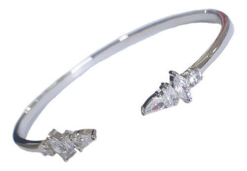 Pulseira Bracelete Prata Com Zircônia Noiva Debutante Gota