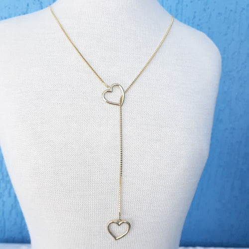 Colar Gravatinha Coração F. Ouro 18k Dourado Semi Joia