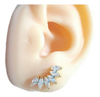 Brinco Pedra Zirconia Navete Dourado Pequeno Folheado 18k