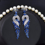 Brinco Noiva Zirconia Dourado Festa Formatura Madrinha Azul