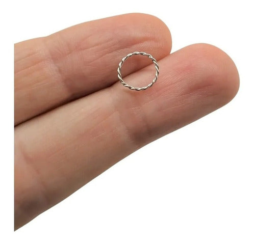 Piercing Argola Trançada Prata 925 6 Mm 8 Mm Fina 0,6 Mm