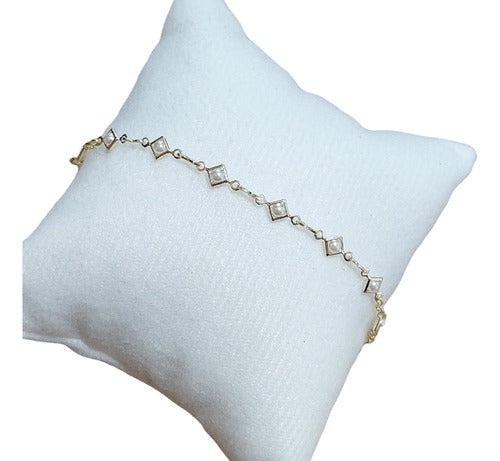Pulseira  Semi Joia Pérola Infantil Dama Folheada A Ouro 18k
