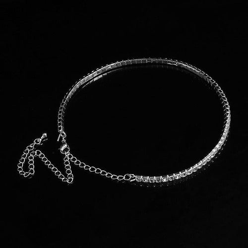 Colar Chocker Prata Gargantilha Noiva Festa Debutante 1 Fila